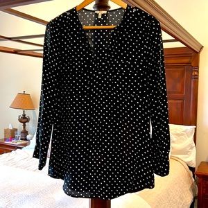 Joie silk black with white polka dots blouse. Size M